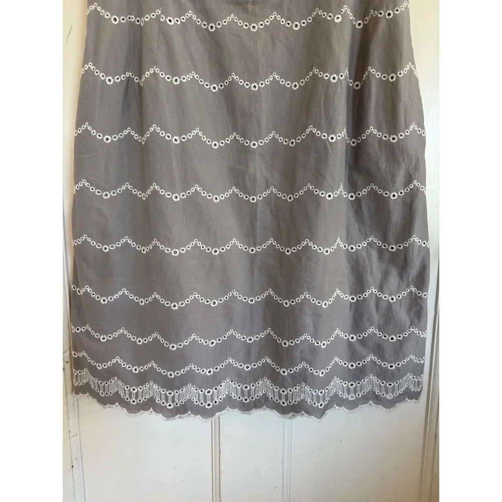 J.Crew gray eyelet striped strapless dress size 12